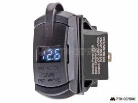 Универсальное зарядное устройство, вольтметр 12-24В, 2 USB (QC3.0) LED Универсальное зарядное устройство, вольтметр 12-24В, 2 USB (QC3.0) LED